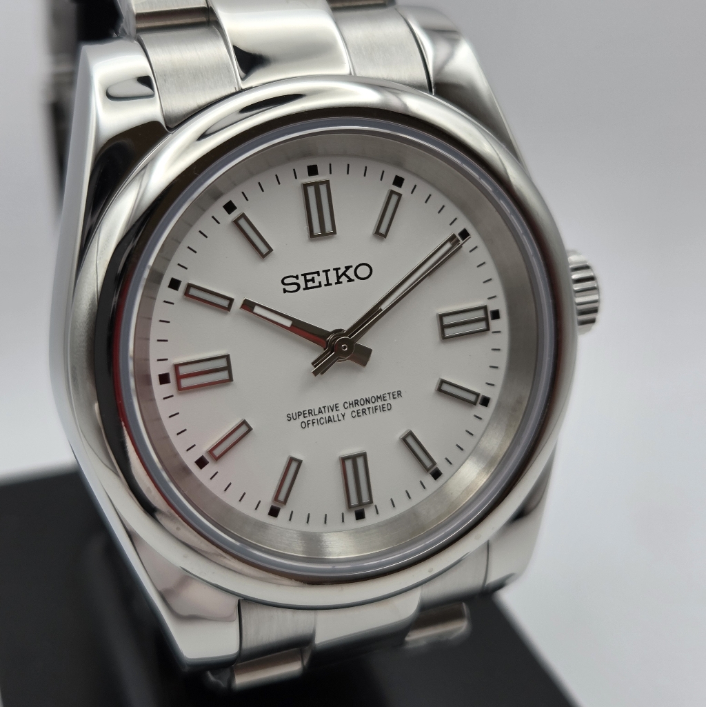 New 36mm Seiko Mod Automatic Watch Op Style White Dial